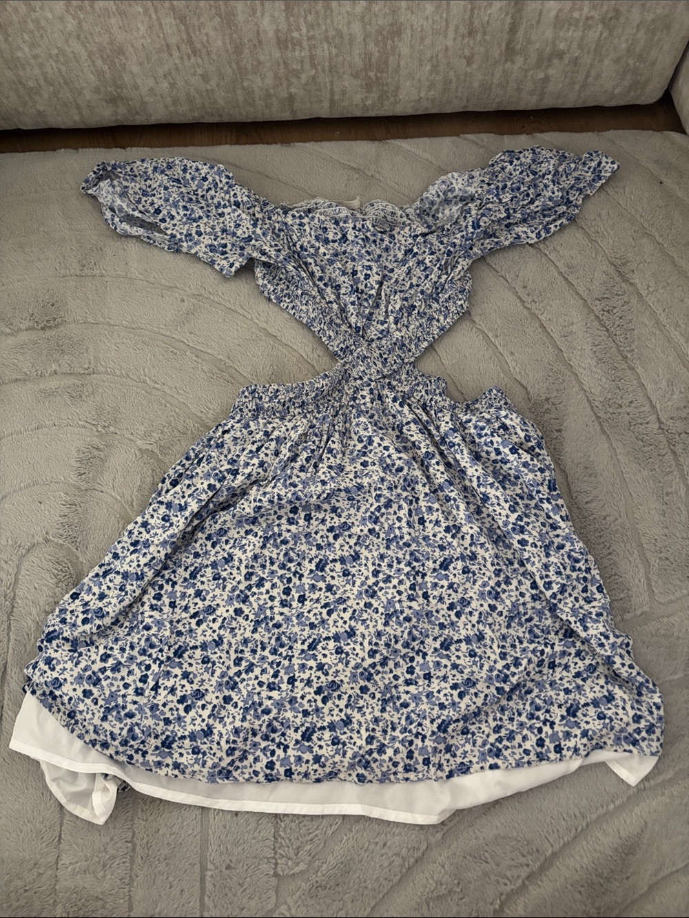 Final Touch Blue and White Floral Backless Dress
